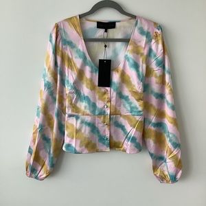 NWT KENDALL And KYLIE womens summer colour Tie Dye Blouse Lightweight Size L